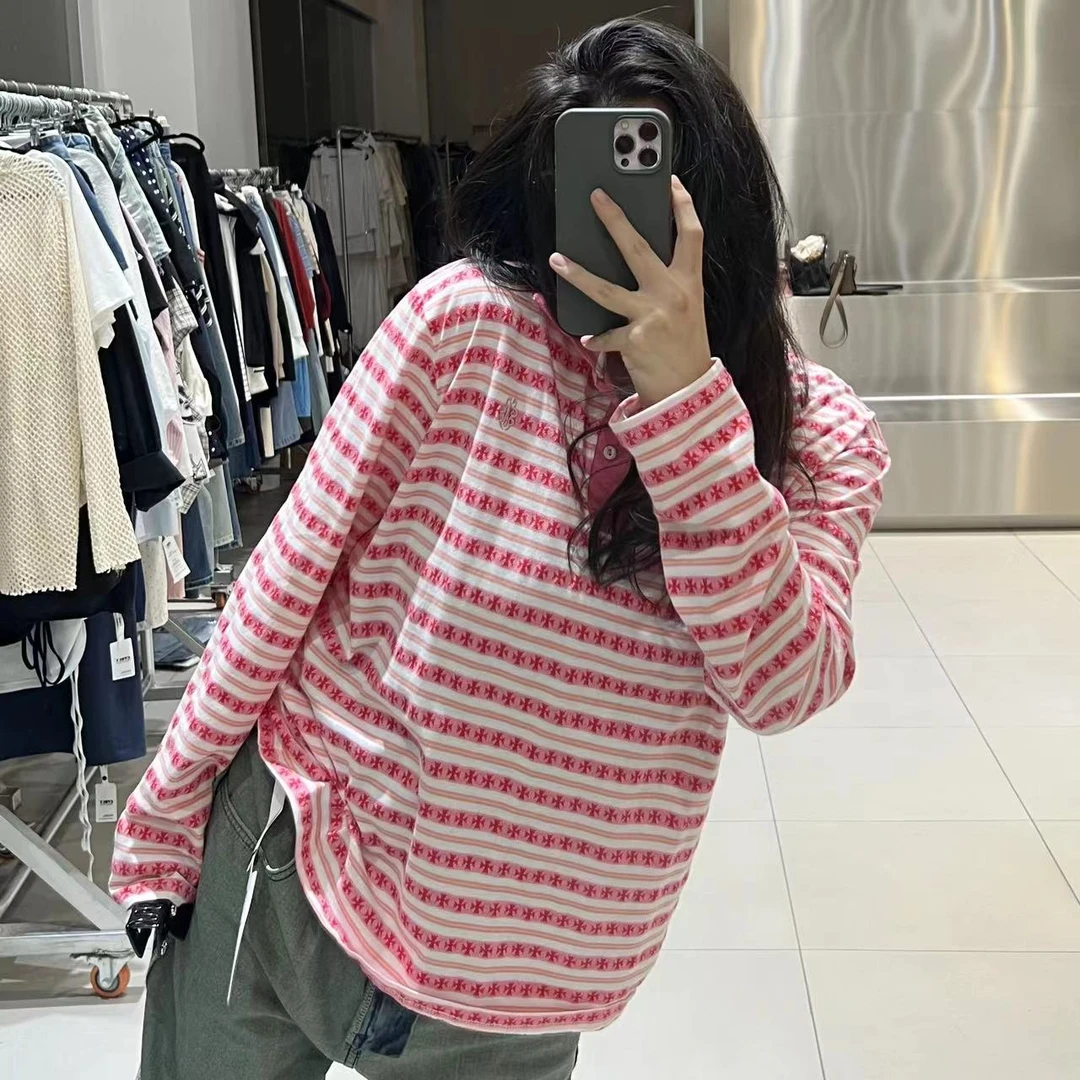 《年底清仓福利》粉条罗罗T恤大码女装秋冬显瘦百搭宽松长袖打底