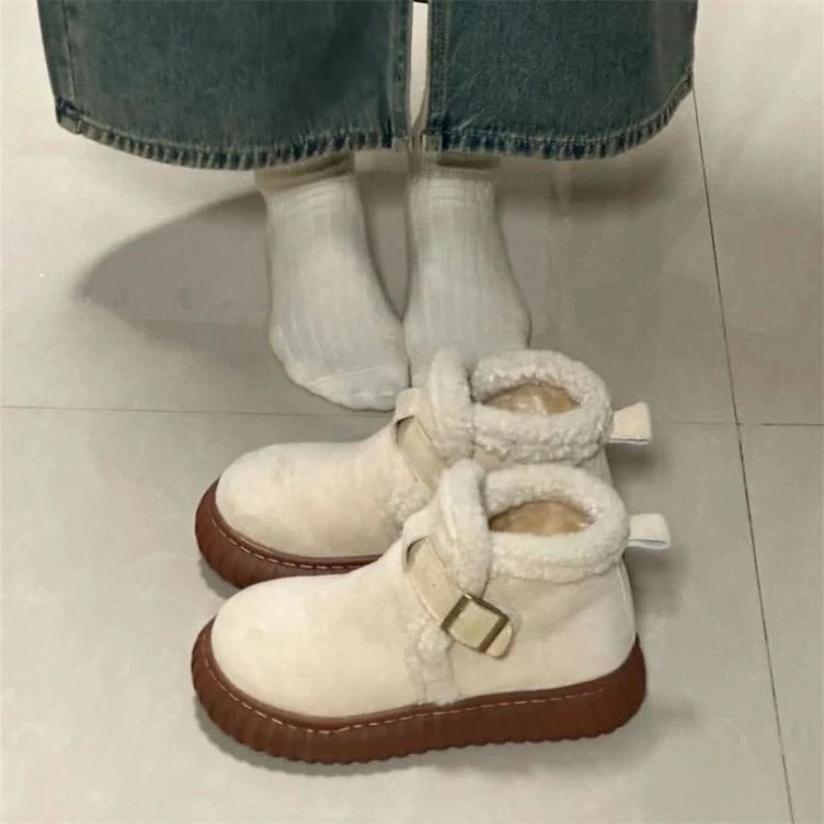 2023加绒勃肯鞋女雪地靴子女2023年秋冬季新款韩版松糕底防滑