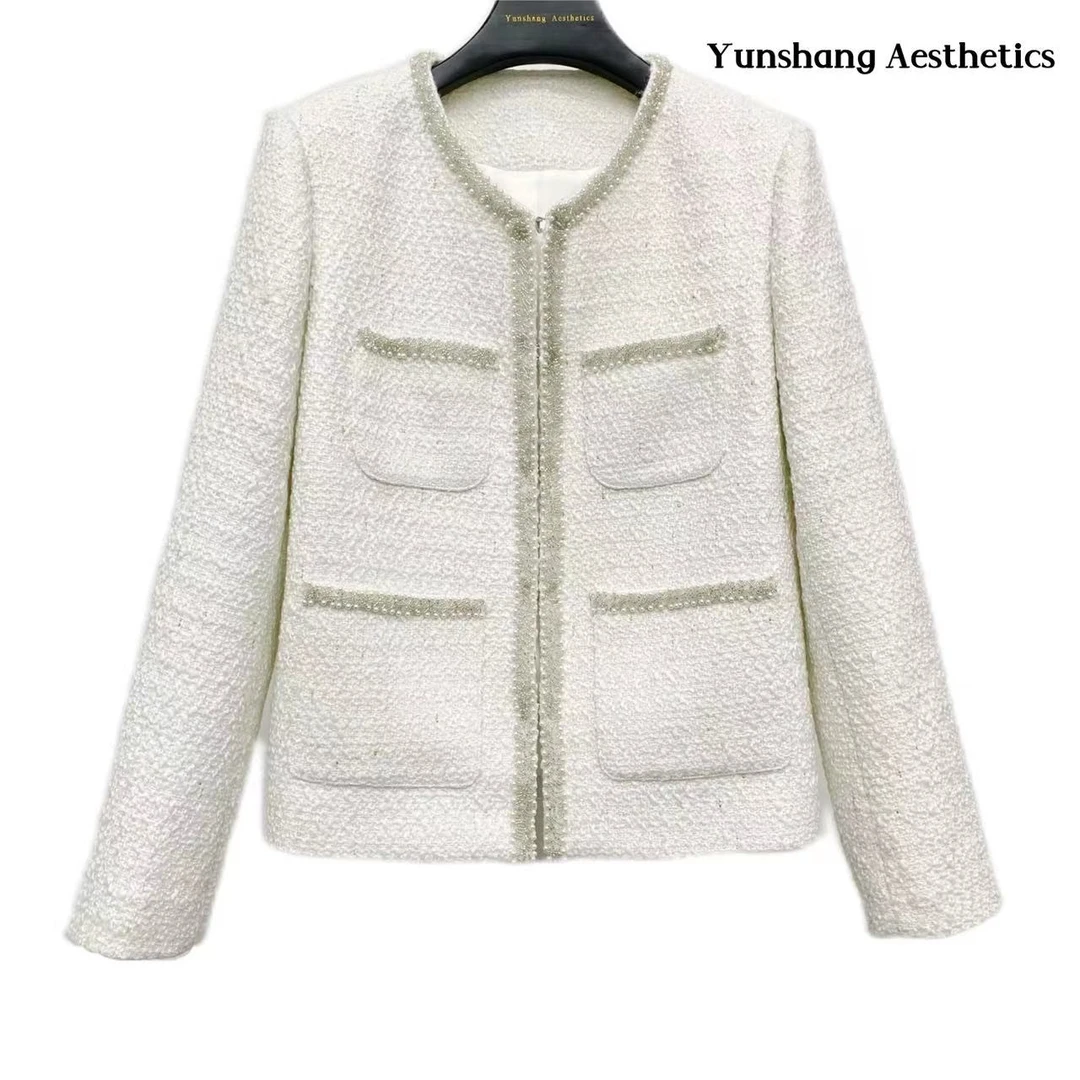 【孔老板女装】白色小香风外套百搭珍珠XGZ06005