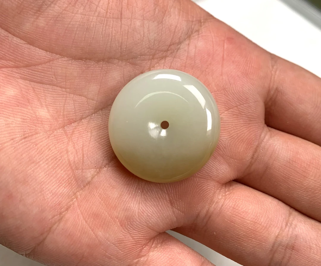 和田玉平安扣日落于辉平安扣项链玉石玉佩单坠玉坠礼物