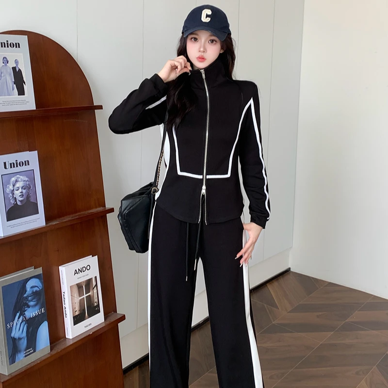 MZ17091大码2025春秋爆款显瘦上衣外套休闲套装秋款运动套装