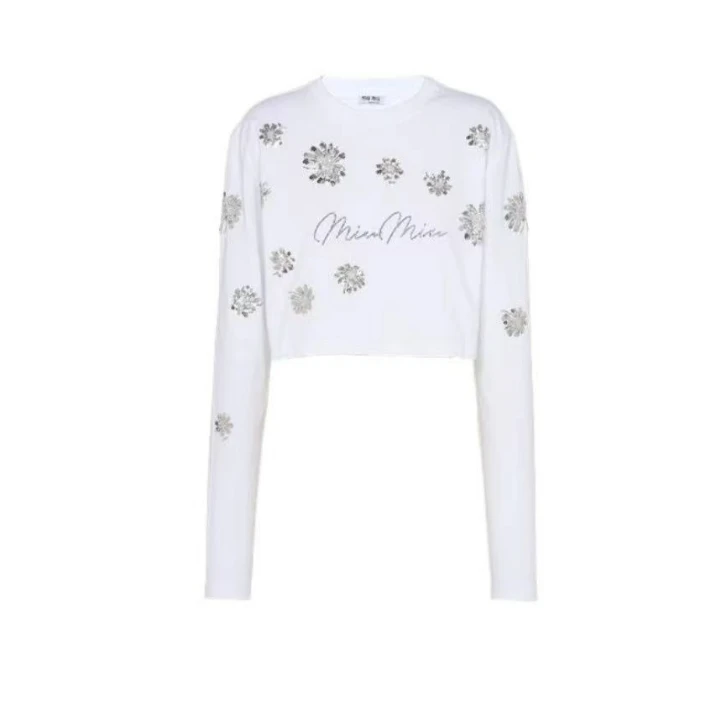 全新未使用 MIU MIU/缪缪 白色花卉t恤 长袖 XS P234037996