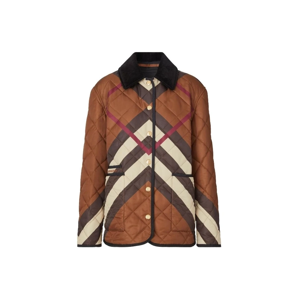 全新未使用 BURBERRY/博柏利 格纹绗缝棉服夹克外套 TP030146