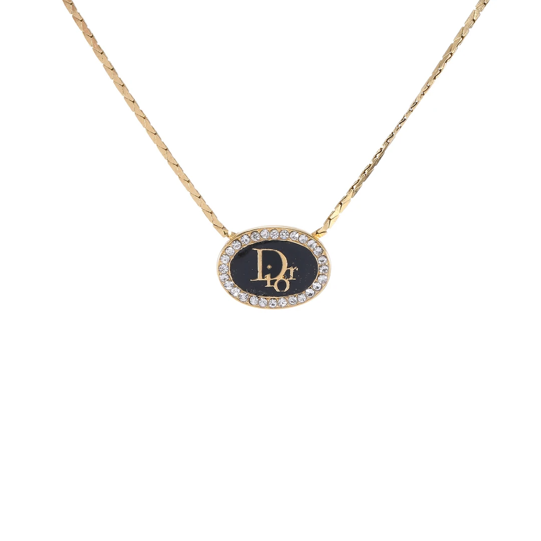 全新未使用 DIOR/迪奥 Dior 黑金字母水钻 项链 P234140630