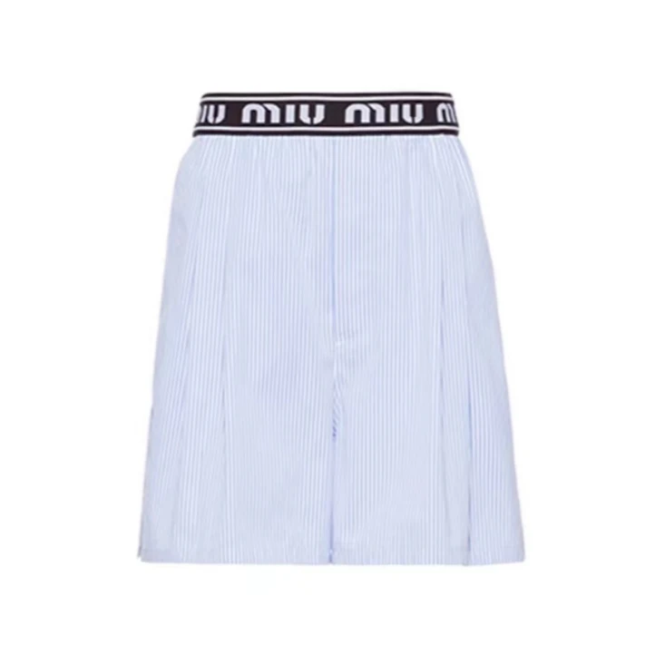 全新未使用 MIU MIU/缪缪 蓝色条纹 短裤 38 P234038049