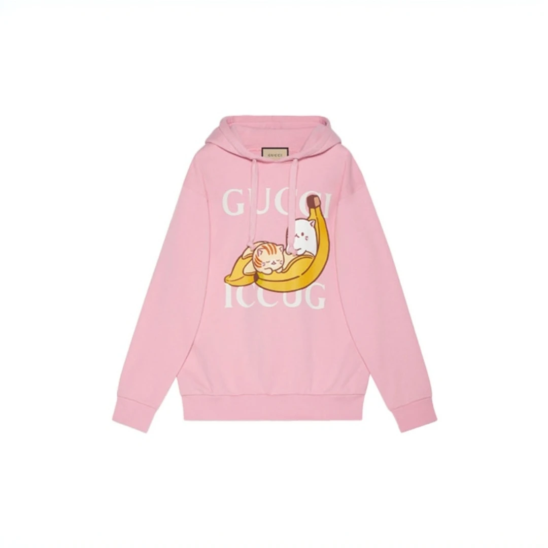 全新未使用 GUCCI/古驰 Bananya联名连帽套头 卫衣 粉色 TP028033