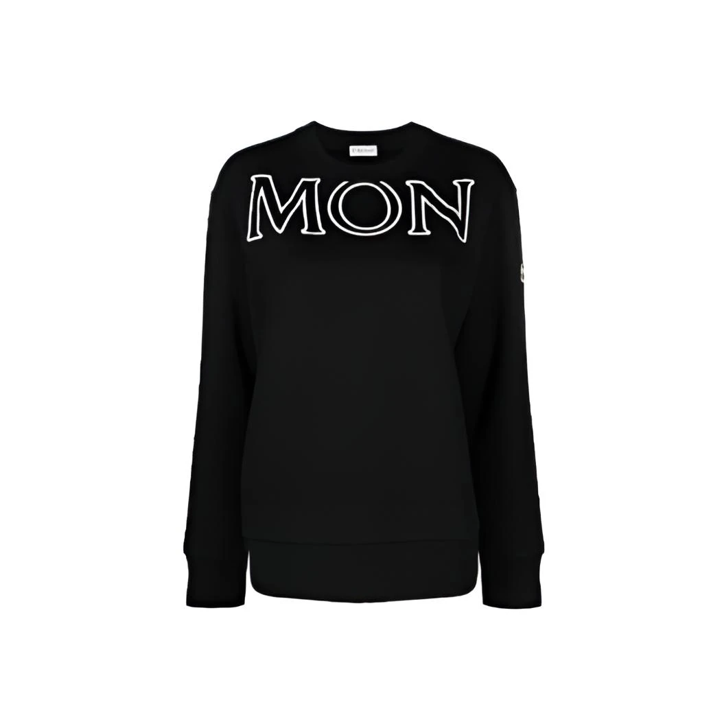 全新未使用 MONCLER 字母圆领套头卫衣 女款 黑色 TP018285