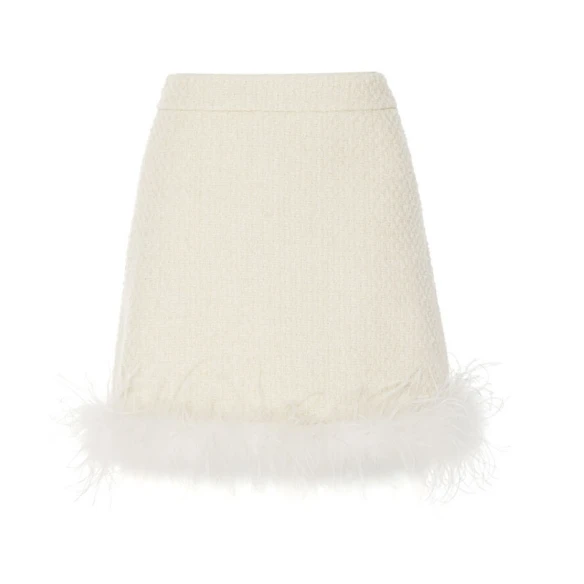 全新未使用  羽毛拼接粗花呢半裙 TP018906