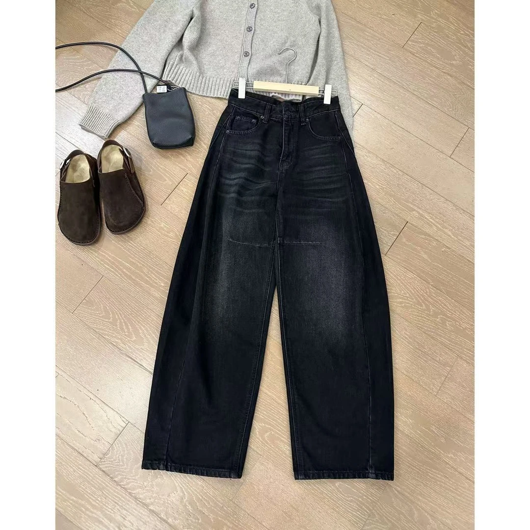 JOJO/玖了个玖【咖标牛仔裤】秋冬加绒高腰休闲长裤  2410B4784