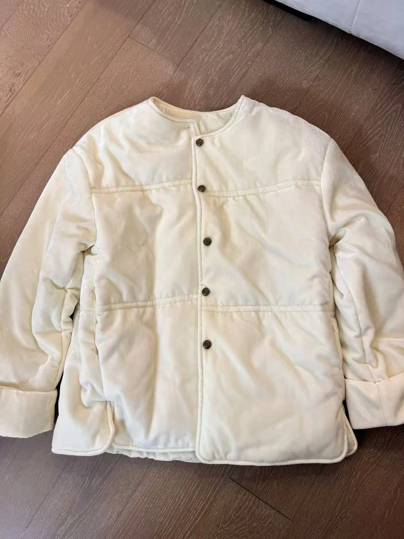 JOJO/玖了个玖 2024秋冬 极简百搭三段分割丝绒棉服 2411B5205