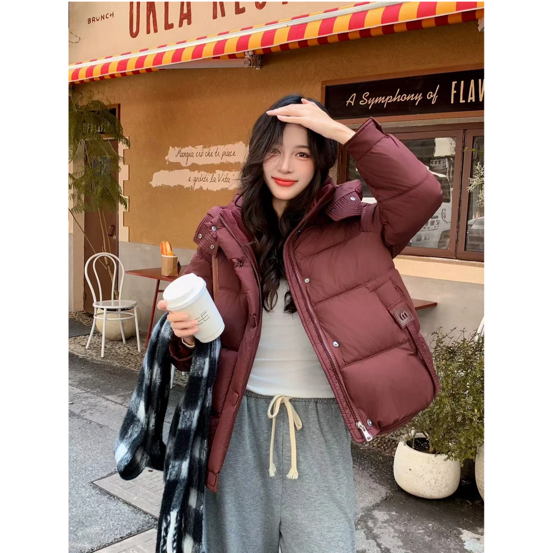 825新款冬款连帽棉服面包服外套中长款爆款加厚