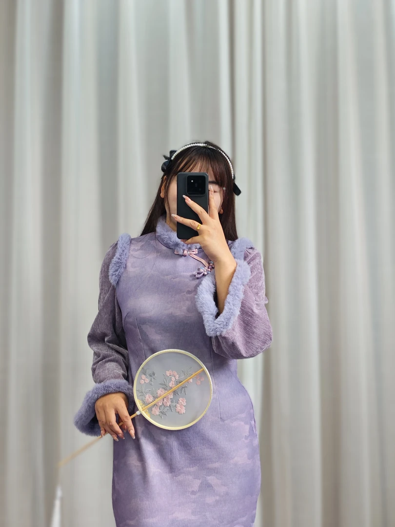 36523胖mm大码连衣裙秋冬新中式改良旗袍民国风女装