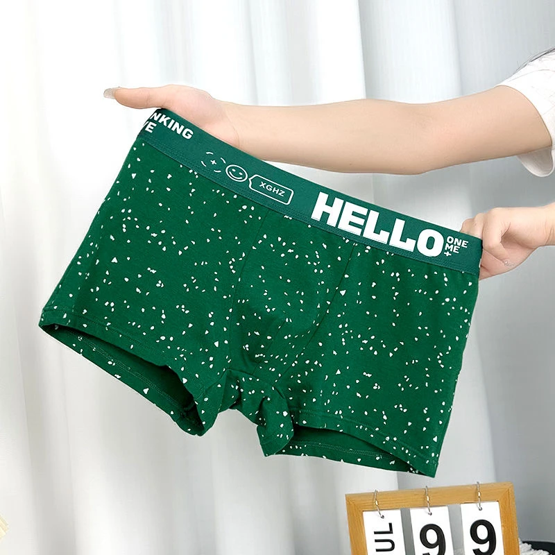 纯棉男士内裤男薄款透气平角裤男生个性四角裤舒适高档男士短裤头