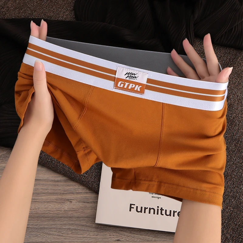男士内裤男棉质纯色四角裤潮流透气青年平角裤学生个性运动短裤头