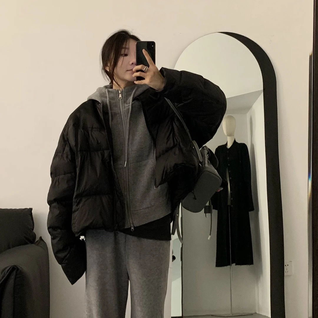 FUYUE赴约    品质圆领羽绒服百搭宽松韩版秋冬休闲纯色设计感ins