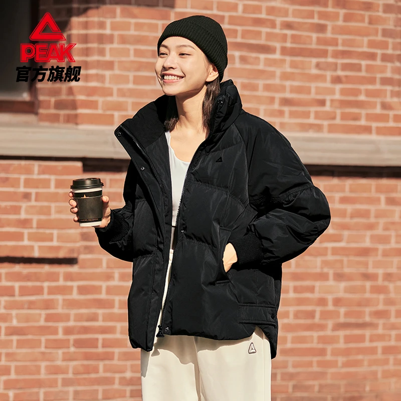 匹克2023秋冬季新款连帽保暖宽松加厚女款中厚款羽绒服/DF534042