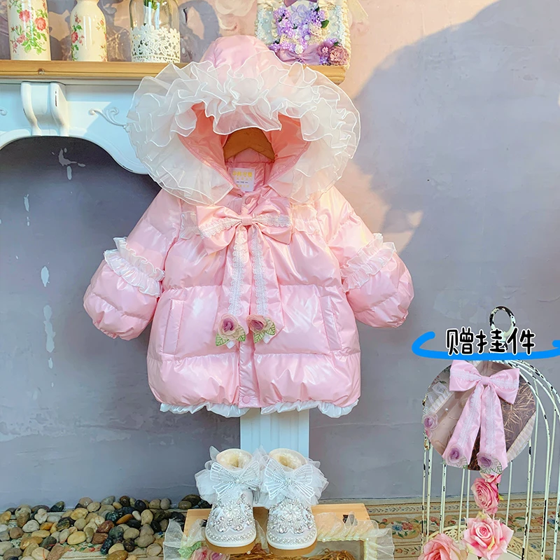 【Bothbaby原创】女童羽绒服儿童冬季公主甜美中长款外套洋气洛丽塔