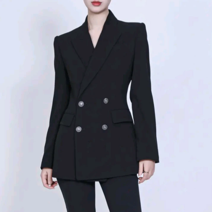 【商场同款】5400773气质黑色西装外套职业西服时尚百搭双排扣显瘦