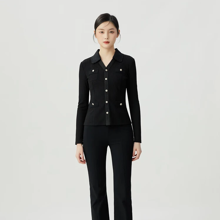 【商场同款】1300952小香风衬衫上衣 秋季翻领女装通勤气质修身