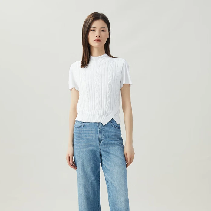 【商场同款】5399380针织马甲 秋季无袖羊毛背心短款设计感