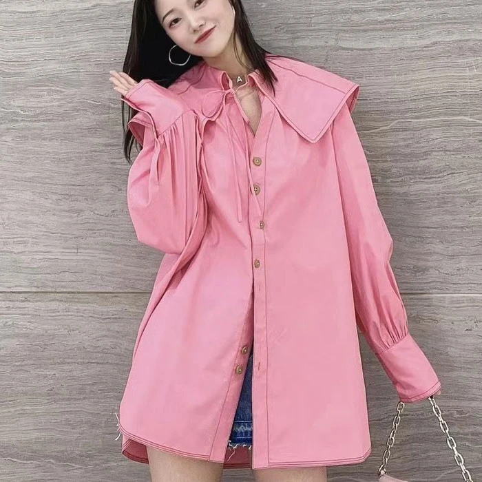 【商场同款】5300868翻领衬衣女设计款衬衫时尚百搭休闲不对称纽扣