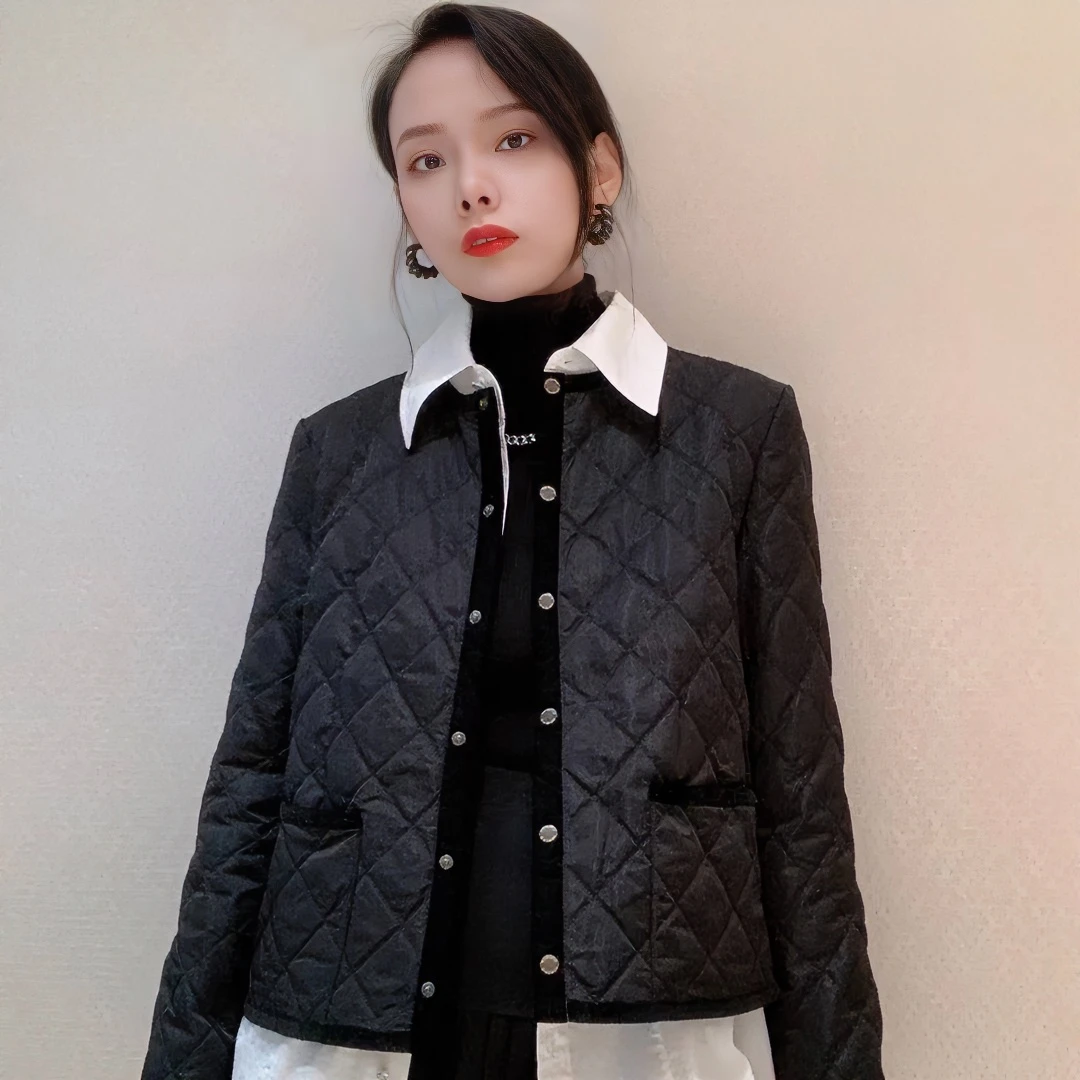 【商场同款】1400512外套小香风棉服新款菱格轻薄百搭短款时尚