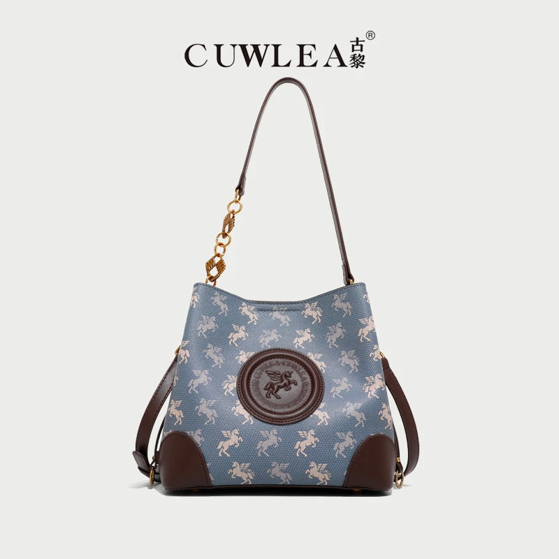 【CUWLEA/古黎】新款时尚“水桶包”单肩斜挎手拎包GL-8229