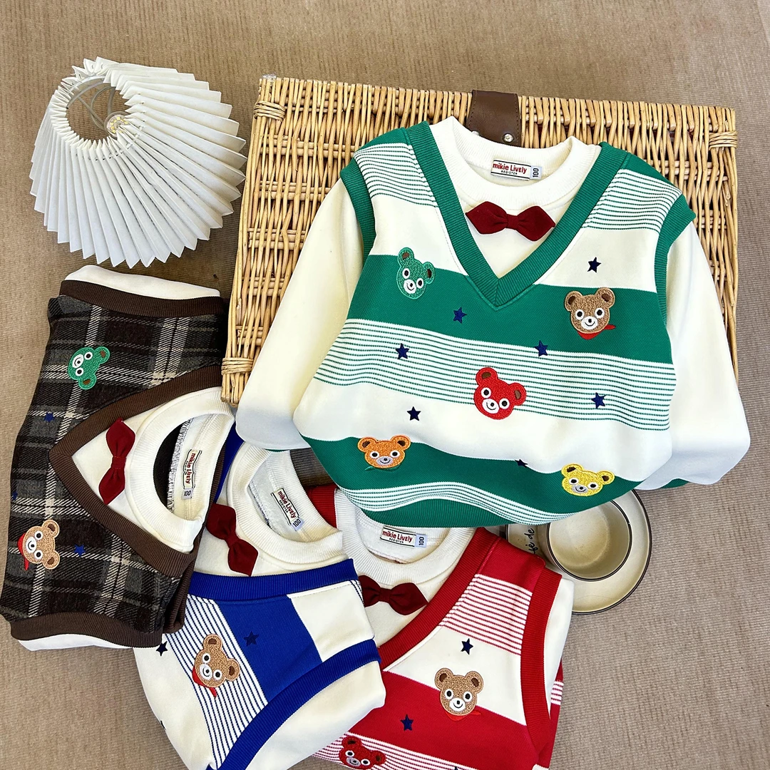 2024冬季新款儿童加绒mike卫衣百搭绅士风M36157