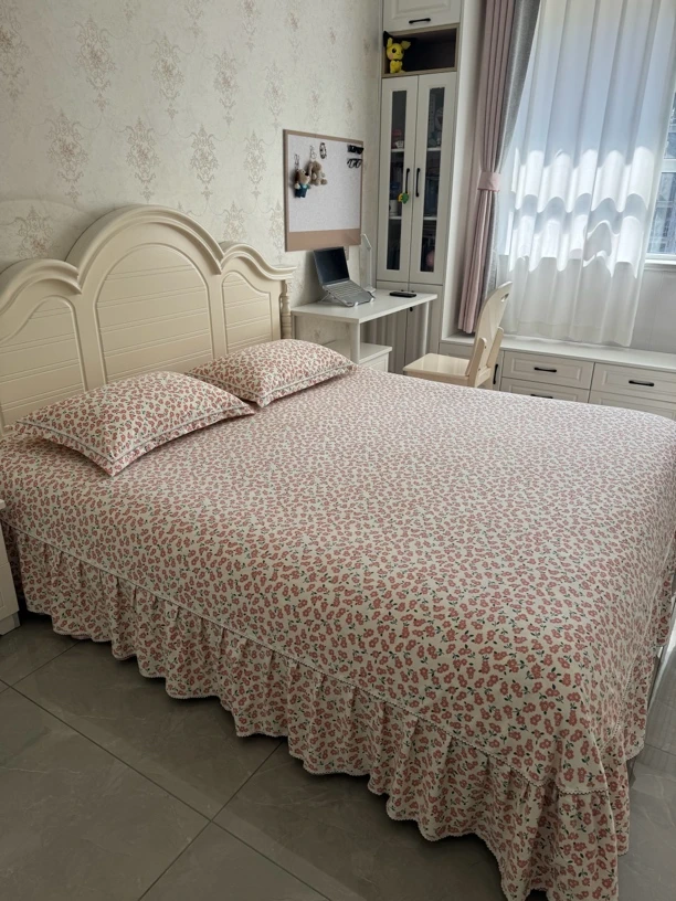 【米悦】甜美假日双层韩版大床裙床盖花边小韩式碎花床单小碎花床品