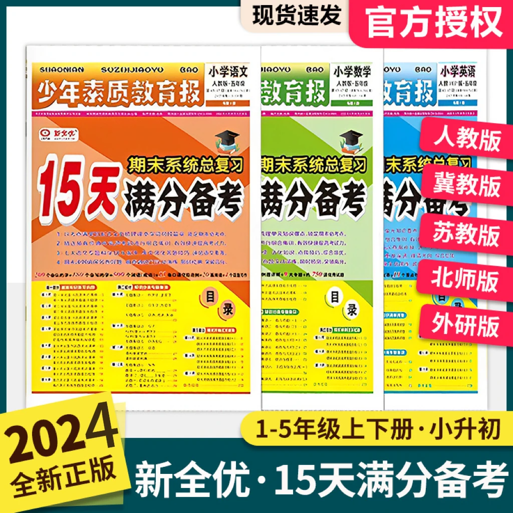 2024版小学15天满分备考少年素质教育报语数英期中期末总复习试卷