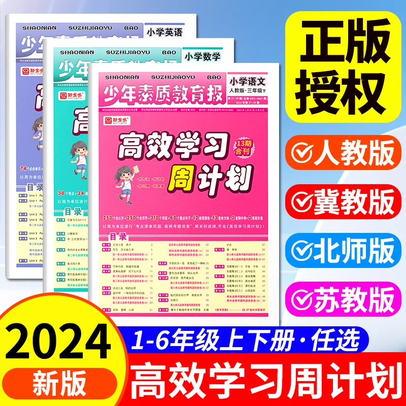 2024秋新版高效学习周计划小学1-6年级上下册人教北师苏教冀教版