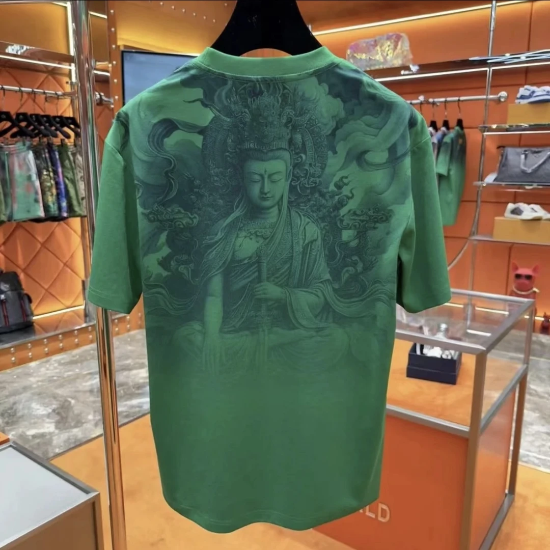 2024-春夏秋款高档潮牌男士T恤时尚百搭个性圆领情侣短袖-7777佛