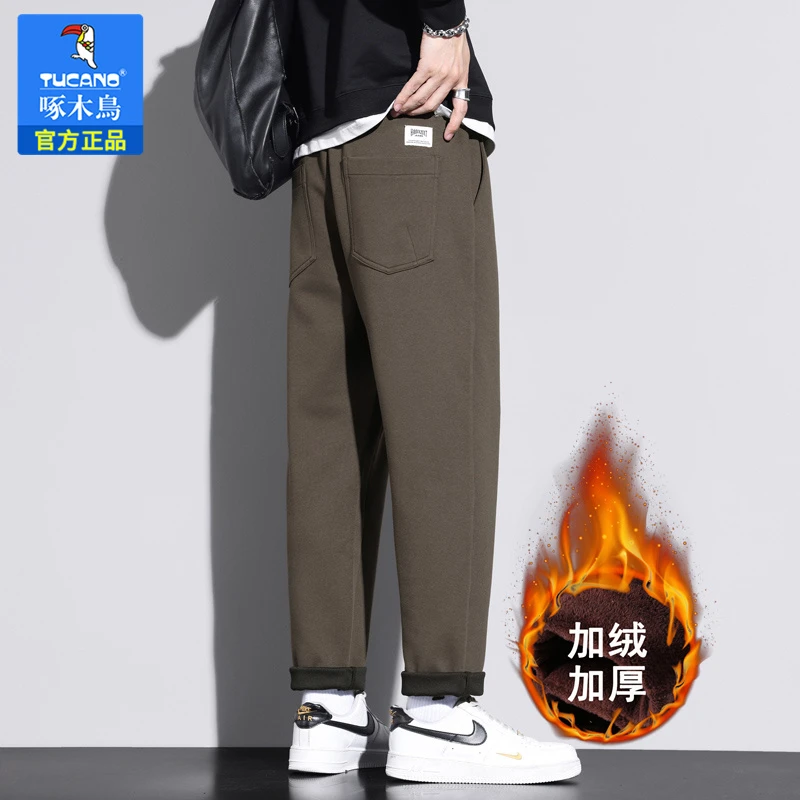 TUCANO/啄木鳥休闲裤男秋冬款宽松直筒西裤2023新款简约运动卫裤