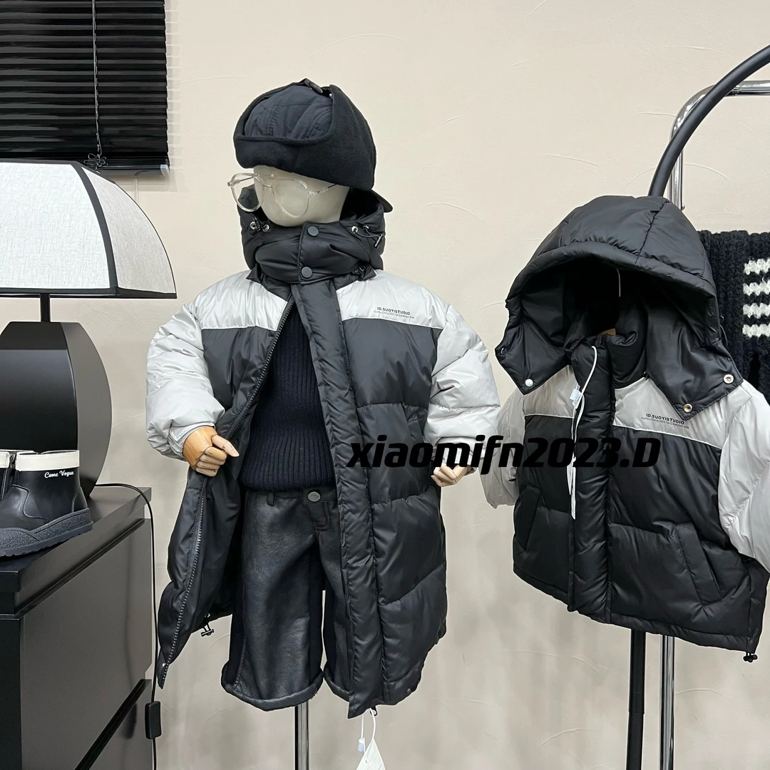 番薯弟弟~韩版男童90绒2023冬季新款重工拼接儿童羽绒服外套23128