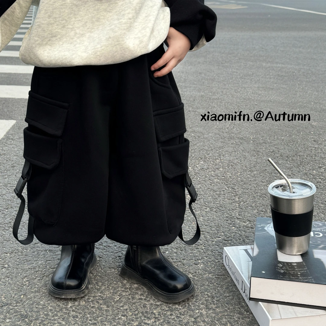 现货〃韩版男童2024秋冬潮牌加绒灯笼长裤靴裤休闲卫裤帅气T00720