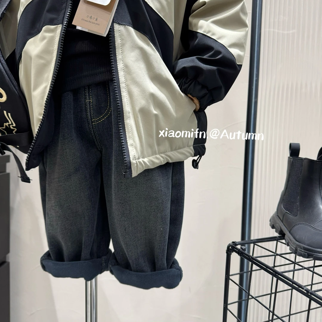 现货〃老爹裤牛仔长裤韩版男童2024秋冬时尚儿童洋气痞帅F20860