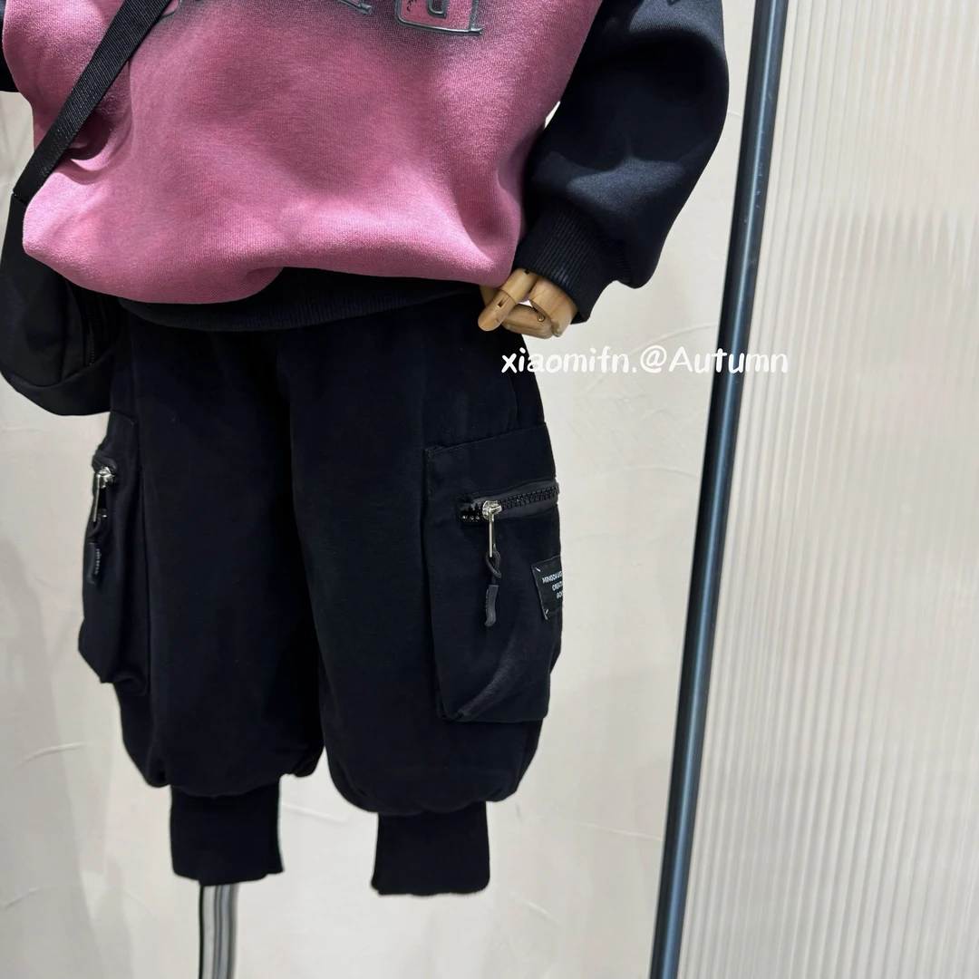 现货〃潮牌灯笼卫裤工装裤韩版男童2024冬款时尚长裤痞帅帅气A2100