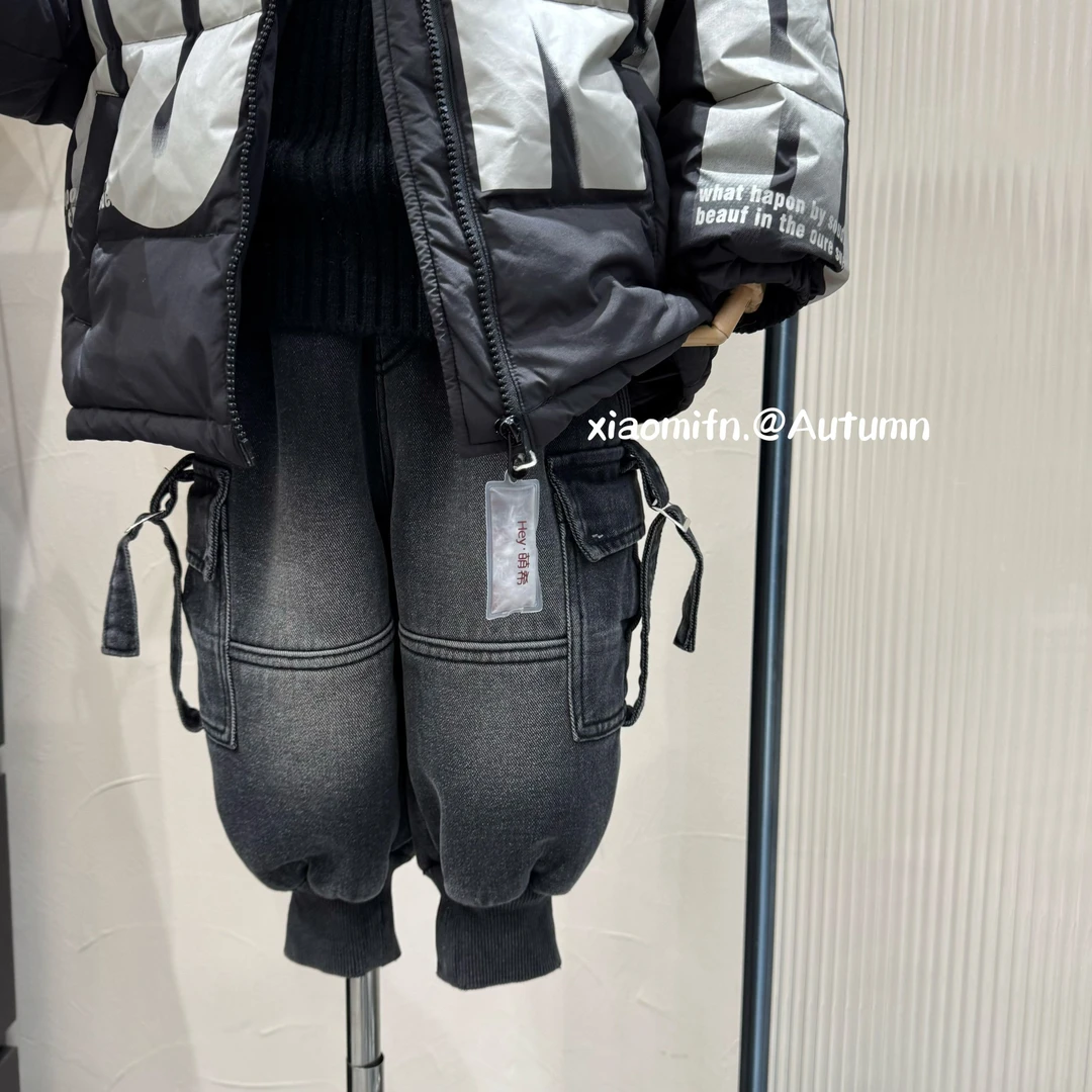 现货〃工装牛仔长裤韩版男童2024秋冬款时尚儿童洋气童装痞帅B1580