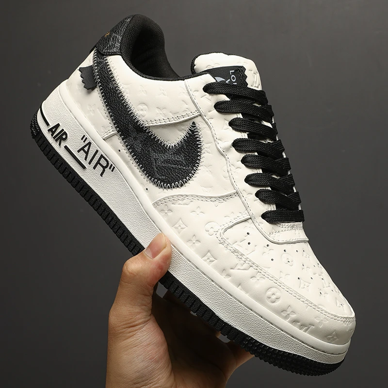 NIKE耐克Air Force1 22sVirgil白黑限定色百搭男女休闲鞋定制球鞋