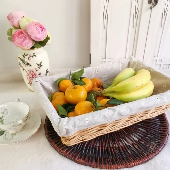 柳编收纳筐水果盘非藤编手工编织筐