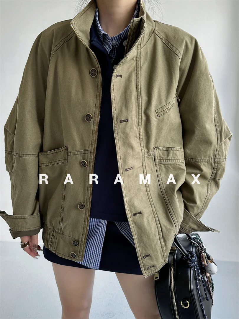 可穿30年的复古爷爷风 潮人做旧水洗夹克廓形短外套女秋冬