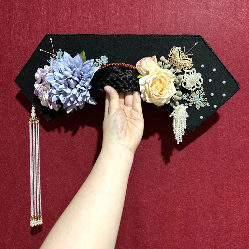 清朝旗头大拉翅晚清风格慈禧太后晚清风格故宫写真流苏发箍复古