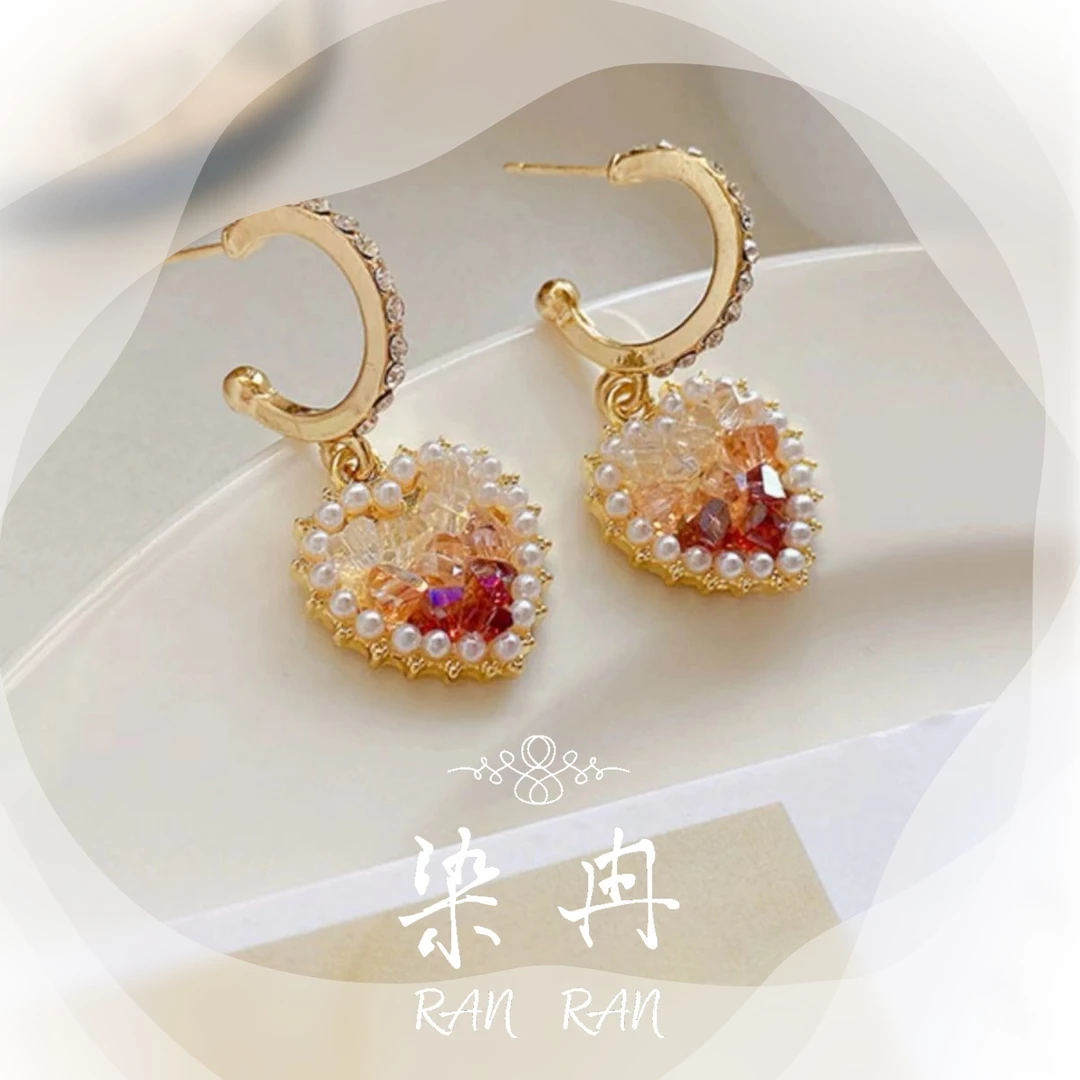 染冉 铜合金锆石耳饰 【甜脆爱心】耳钉设计感个性精致轻奢B-025