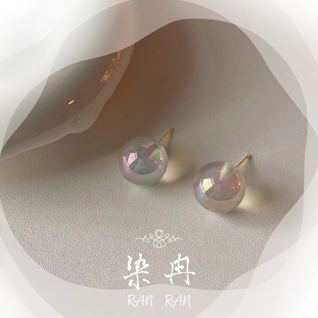 铜合金耳饰 【小温柔】小众炫彩温柔经典简约耳钉高级感耳环B-048