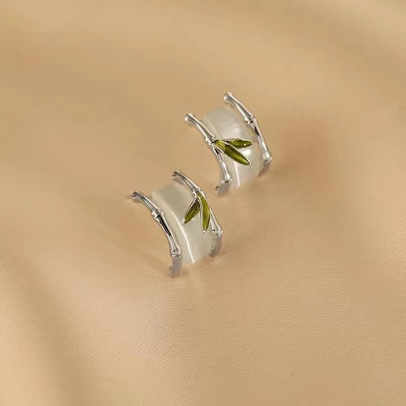 染冉 铜合金耳饰 【竹影】时尚百搭复古小众简轻奢法式耳钉D-73