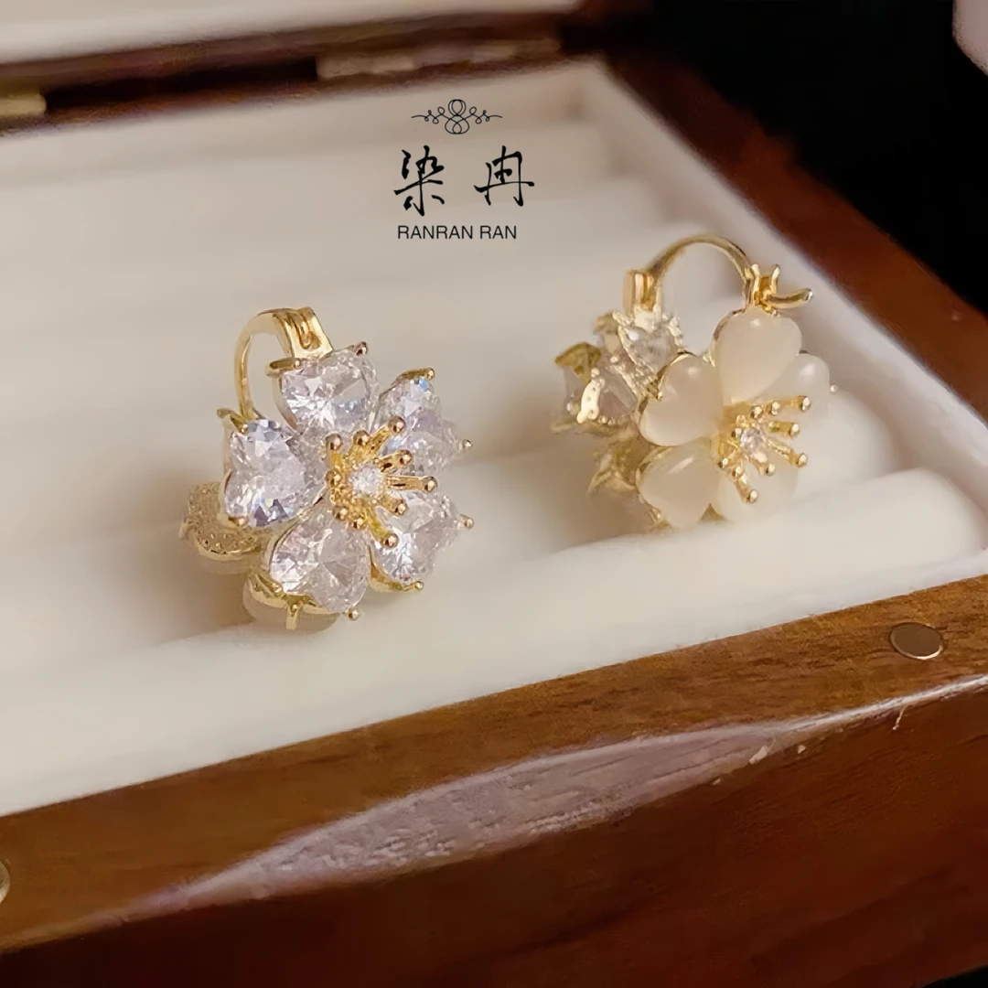 铜合金耳饰 【双生花】耳饰耳环火爆款网红款潮款素款.双面花朵A-33