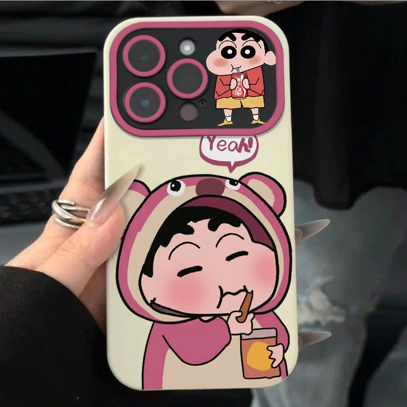 草莓熊小新视窗款适用苹果14手机壳iphone13promax全包12硅胶11/x