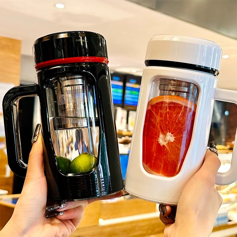 大容量耐摔玻璃杯泡茶杯男办公室带把手柄防烫加厚家用大容量水杯