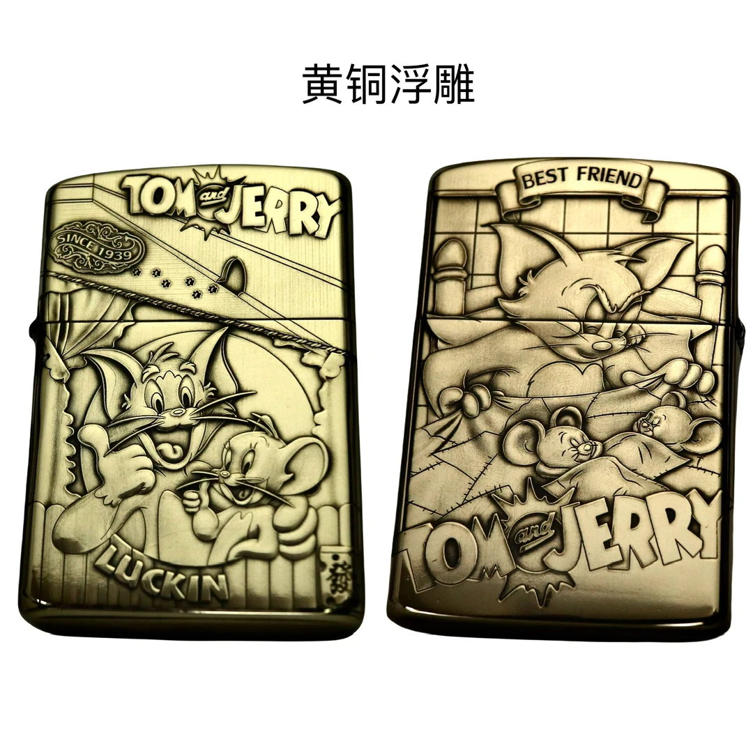 燃情猫和老鼠纯铜双面浮雕立体盔甲打火机，经典个性创意亿童年