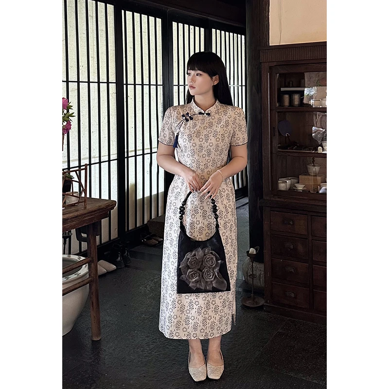 月半鱼现货【扶摇袖】夏季法式修身设计感旗袍显瘦气质连衣裙